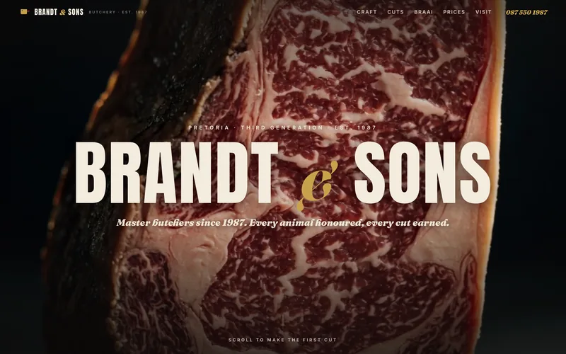 Screenshot of the Brandt and Sons Butchery demonstration website
